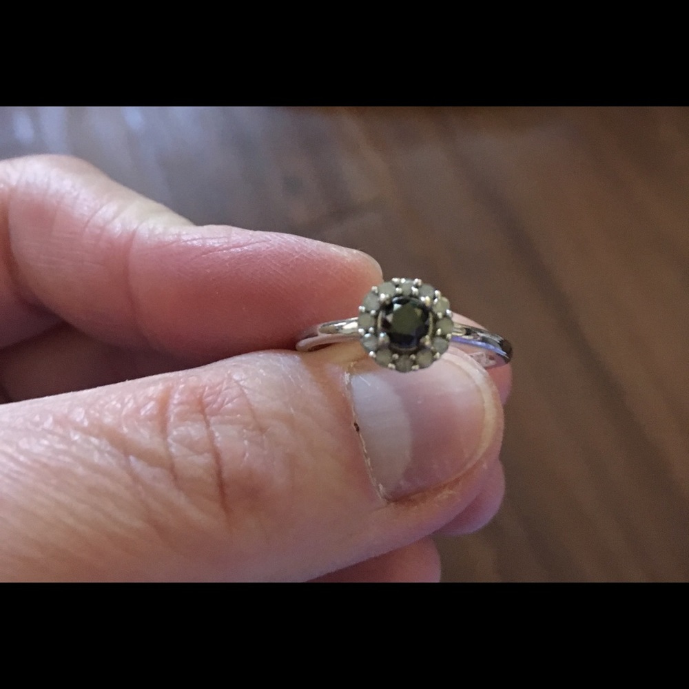 Black Diamond with Diamonds in Sterling Silver